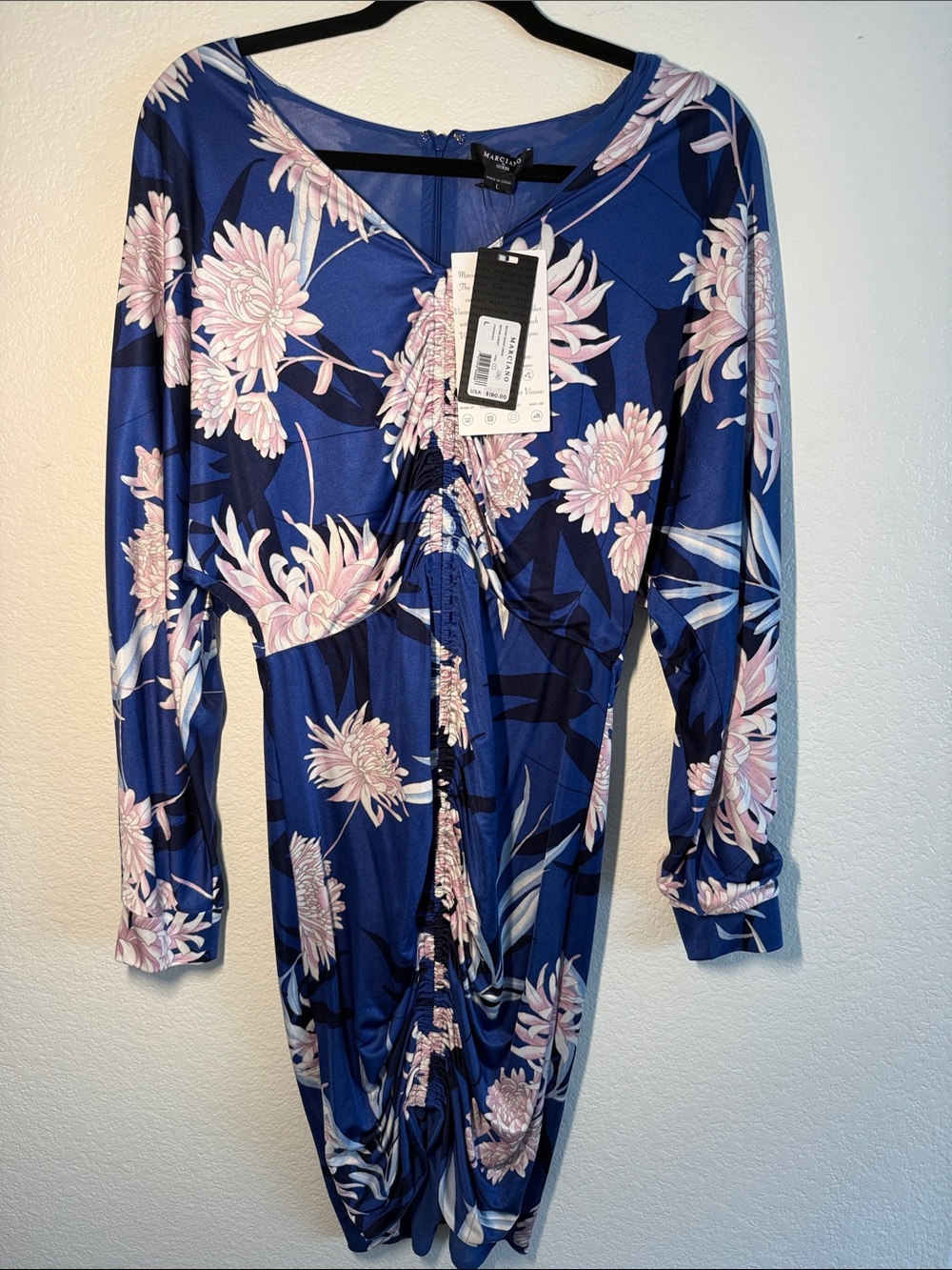 Marciano by Guess Blue Floral Ruched One-Piece Bodysuit